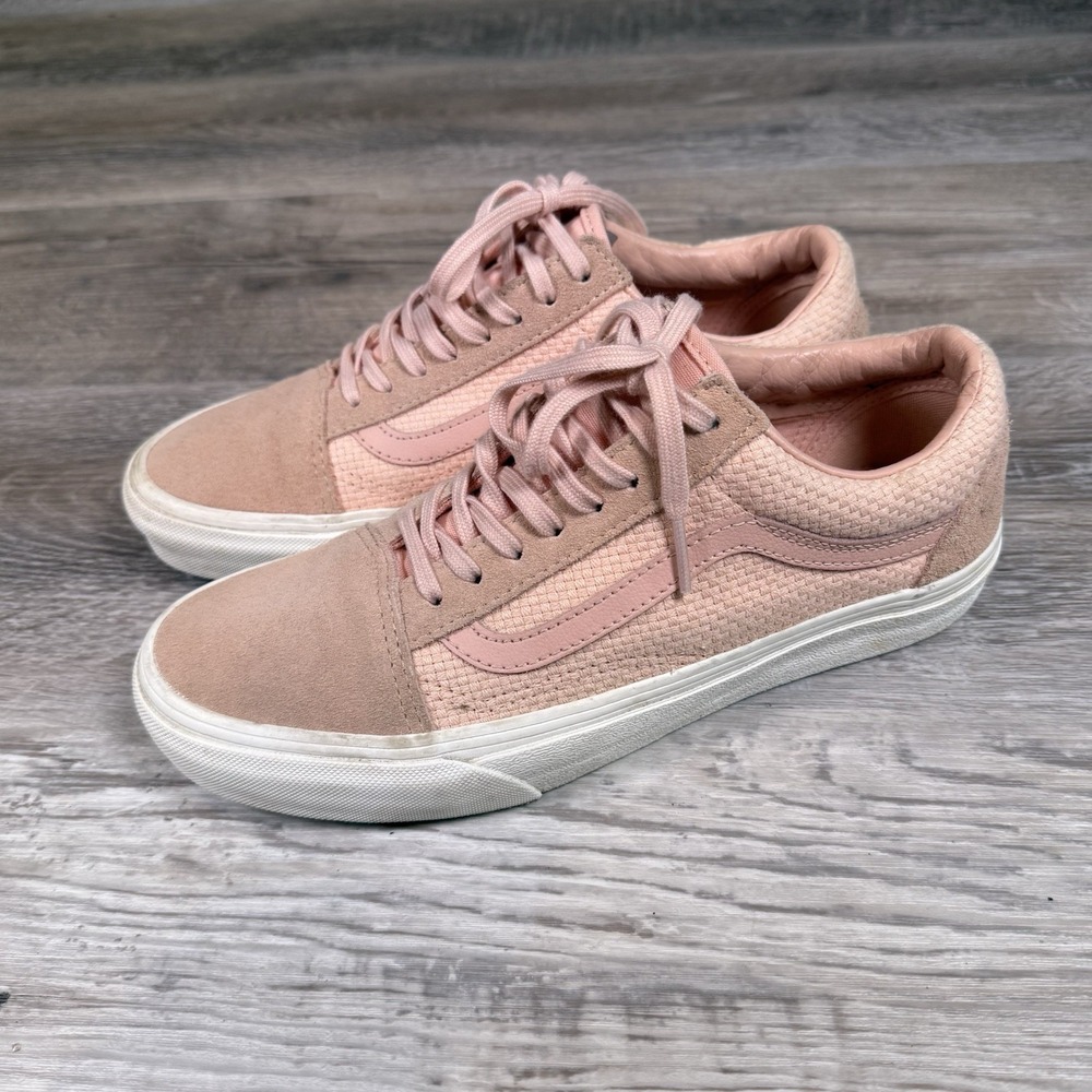 Vans Old Skool Low Top Pink Suede Woven Shoes Unisex Size M 7 W 8.5 Lace Up - Picture 3 of 8